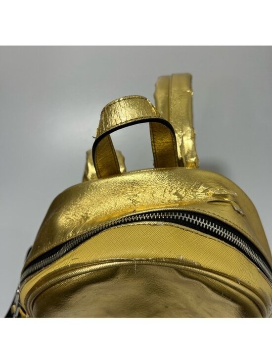 Versace Jeans Couture Logo Embossed Patent Leather Backpack Gold main image 4